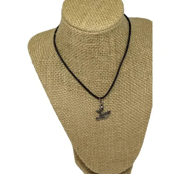 Vintage y2k Love Pendant Rope Choker Necklace - Picture 2 of 5